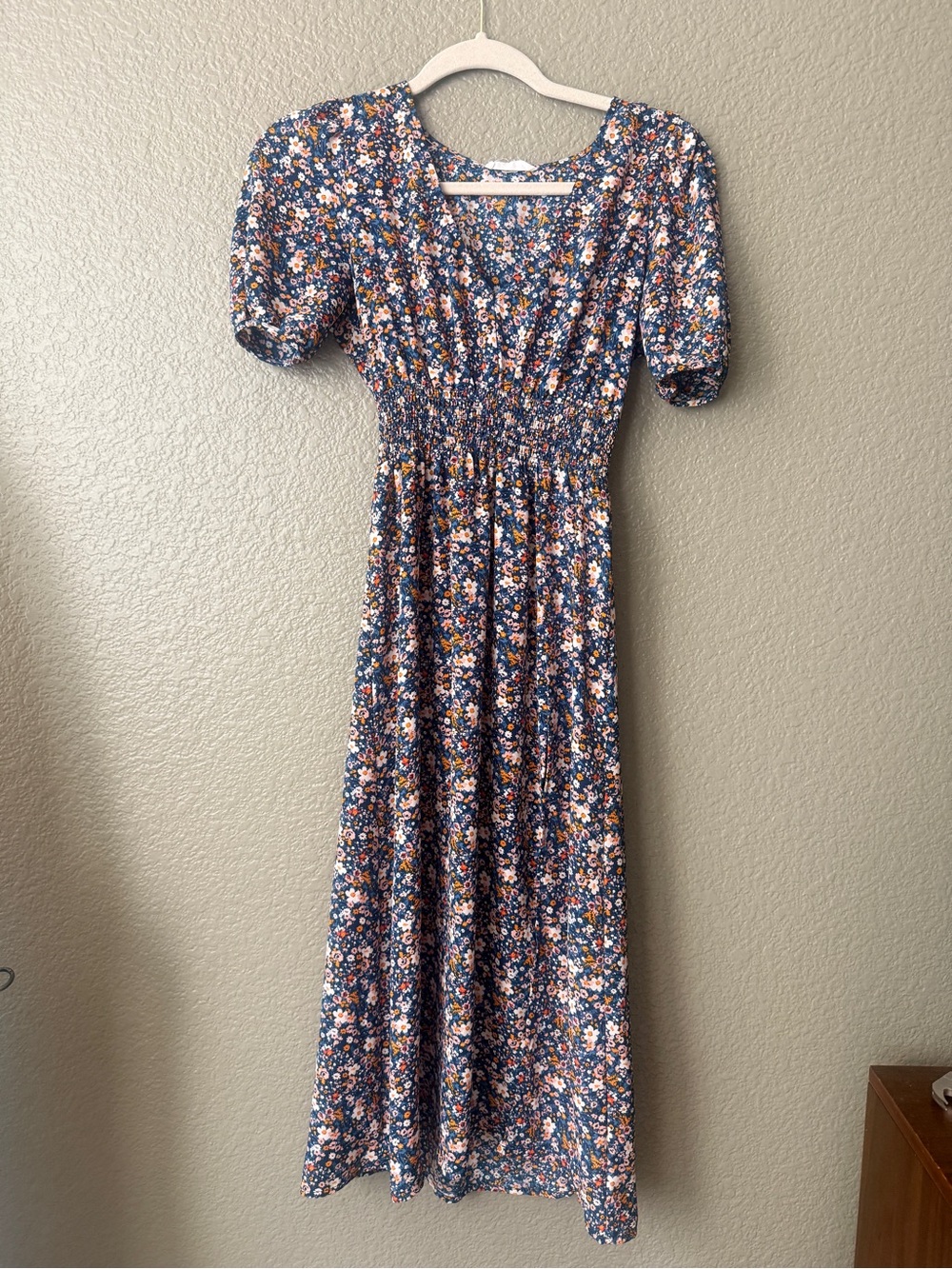 Socialite Navy Floral Maxi Dress with Peach and White Accents